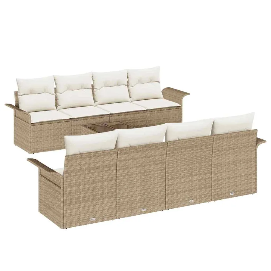 Ensemble de canapé de jardin 9 pcs Beige Poly rotin - 2