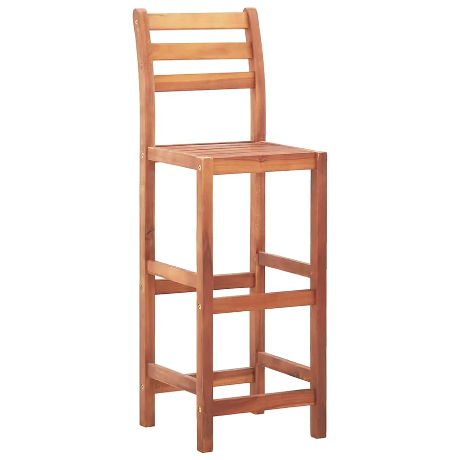 Chaises de bar lot de 2 bois d'acacia solide - 2