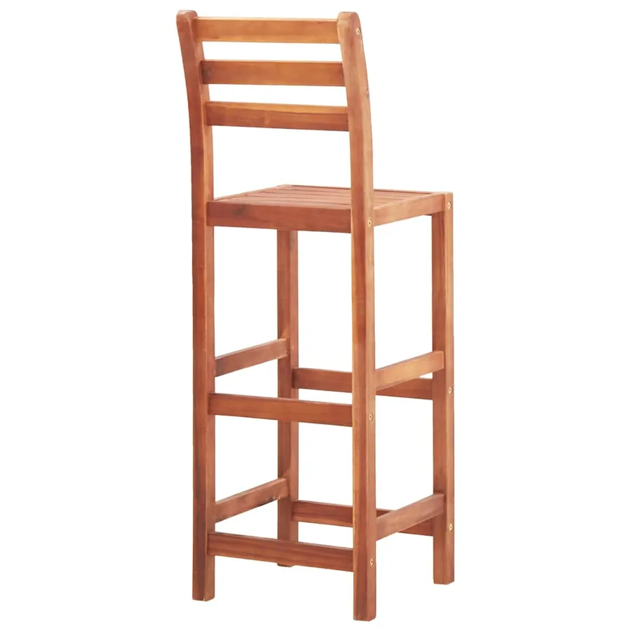 Chaises de bar lot de 2 bois d'acacia solide - 5