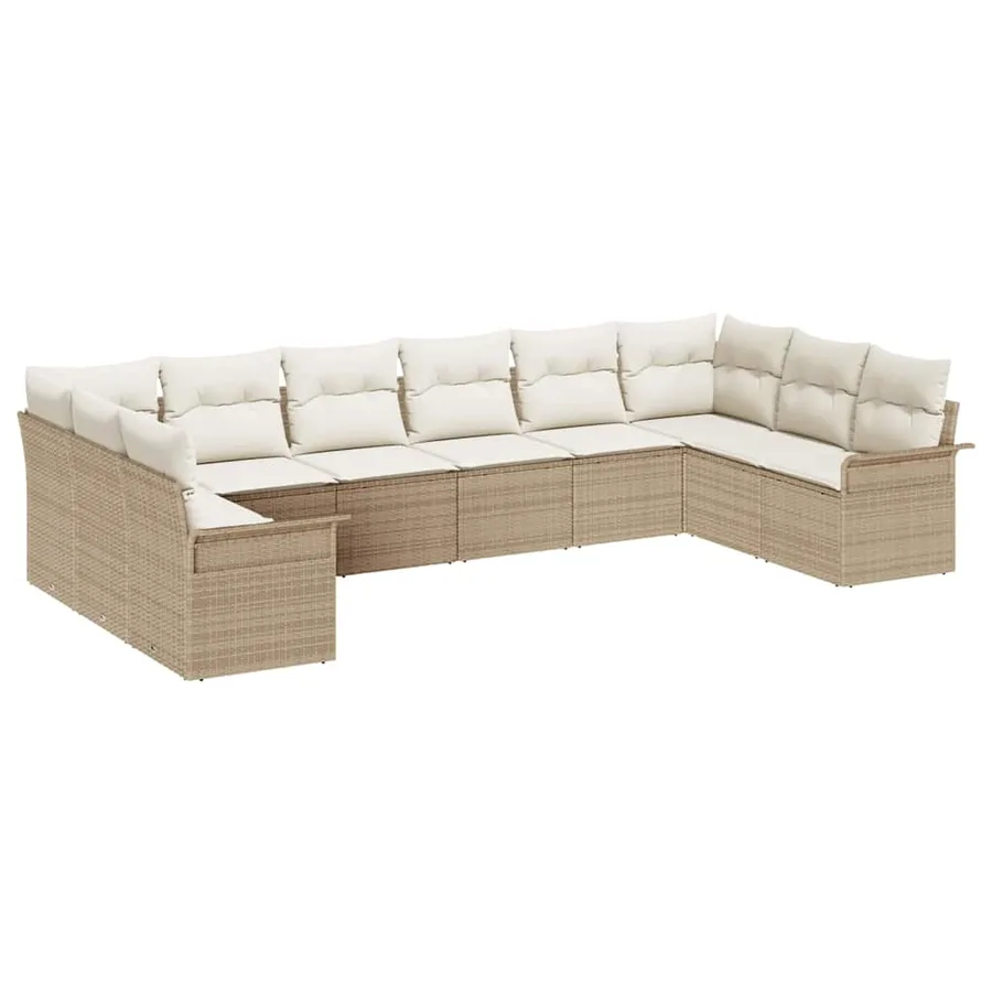 Ensemble de canapé de jardin 10 pcs Beige polyrotin - 2