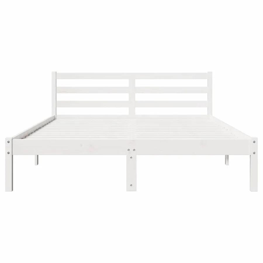 Cadre de lit Blanc 215,5 x 145,5 x 69,5 cm Bois de Pin Massif - 5