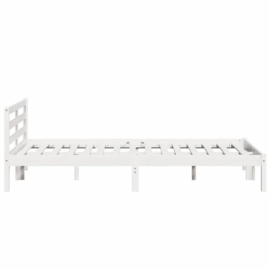 Cadre de lit Blanc 215,5 x 145,5 x 69,5 cm Bois de Pin Massif - 6