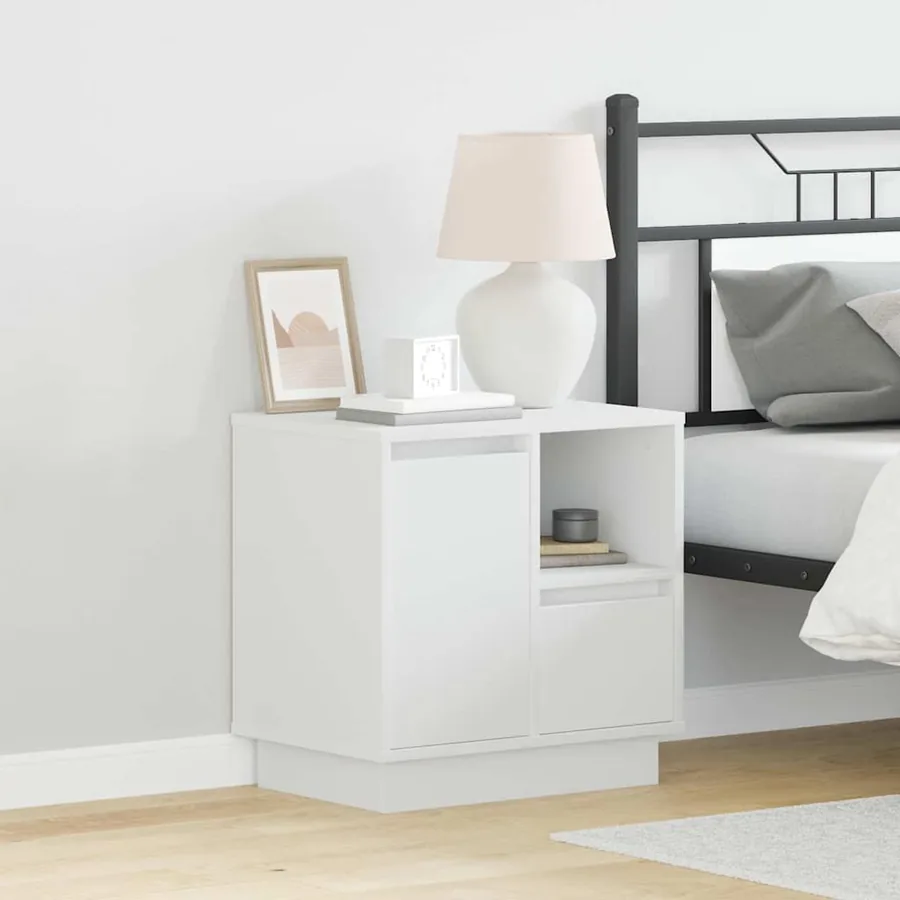 Cabinet de chevet avec tiroir 2 pcs Blanc 50 x 34,5 x 50 cm.