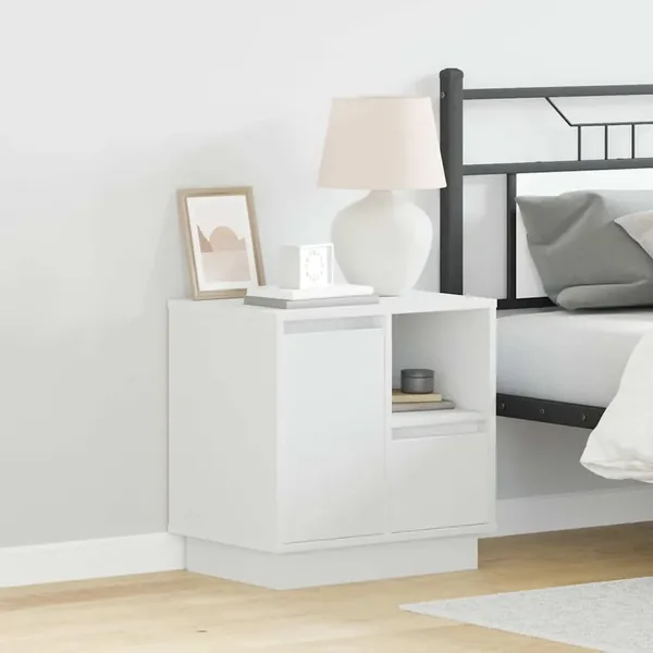 Cabinet de chevet avec tiroir 2 pcs Blanc 50 x 34,5 x 50 cm.