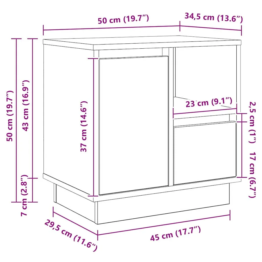 Cabinet de chevet avec tiroir 2 pcs Blanc 50 x 34,5 x 50 cm. - 17