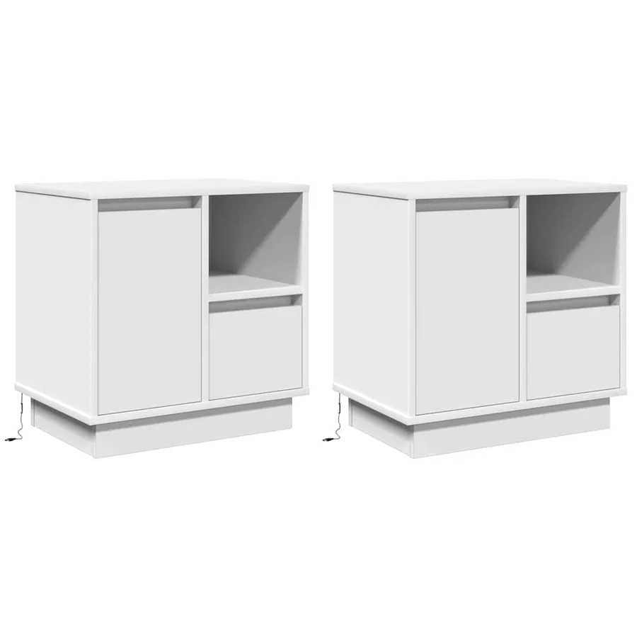 Cabinet de chevet avec tiroir 2 pcs Blanc 50 x 34,5 x 50 cm. - 2