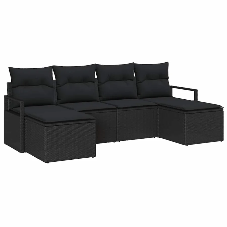 Ensemble de Canapés 6 pcs Noir polyrotin - 2