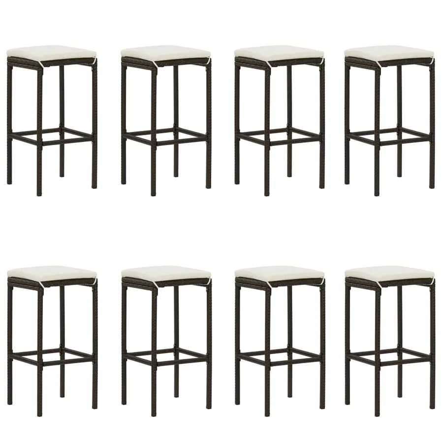 Ensemble de bar de jardin avec coussins 9 pcs Noir - 7