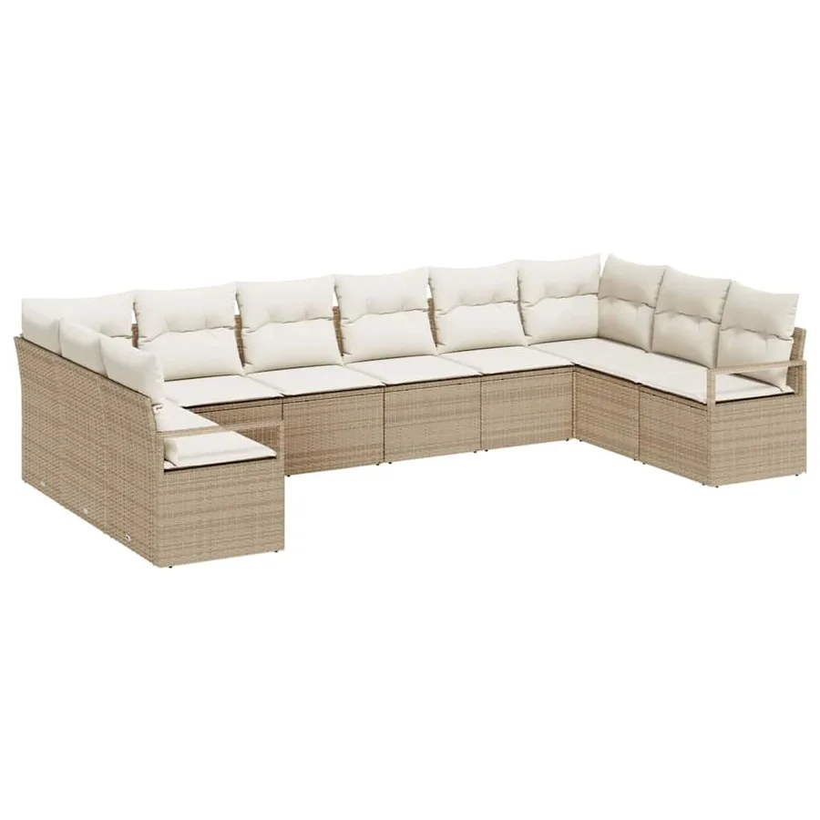 Ensemble de Canapés avec coussin 10 pcs Beige polyrotin - 2