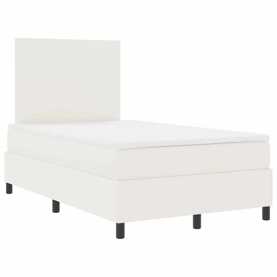 Lit à ressort LED avec tête de lit Crème et Blanc 120 x 190 cm - 2