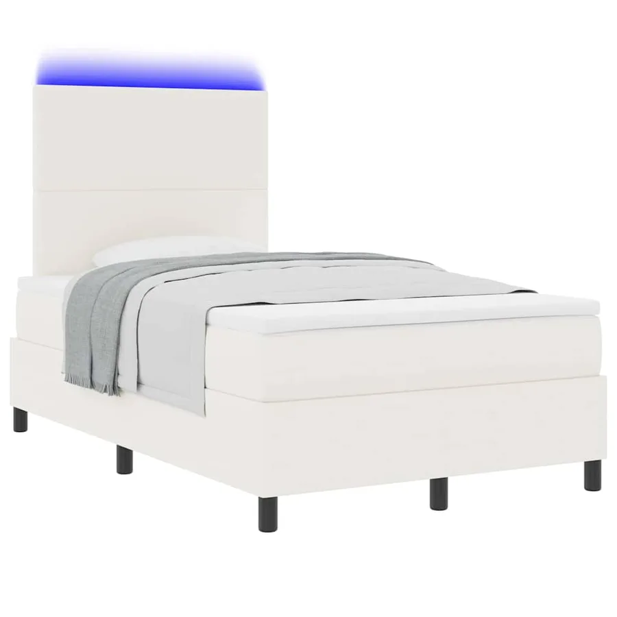 Lit à ressort LED avec tête de lit Crème et Blanc 120 x 190 cm - 3