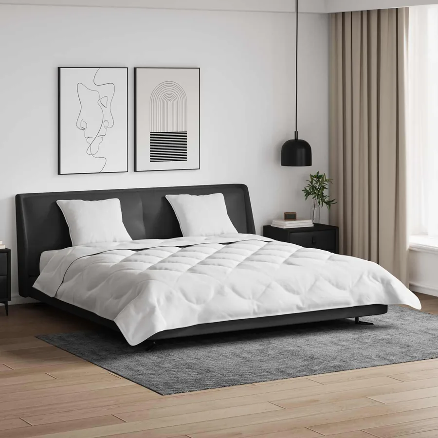 Duvet d'été simple avec oreiller 3 pcs Blanc Microfibre