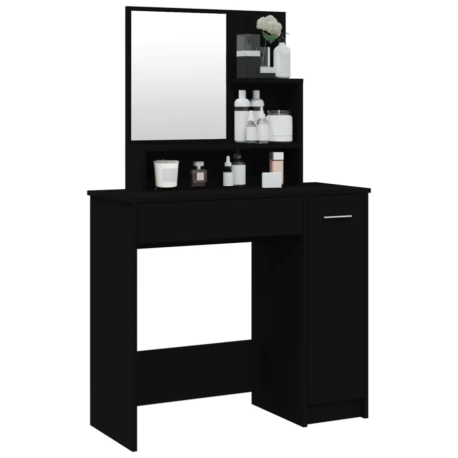 Coiffeuse avec miroir noir 86,5x35x136 cm - 4
