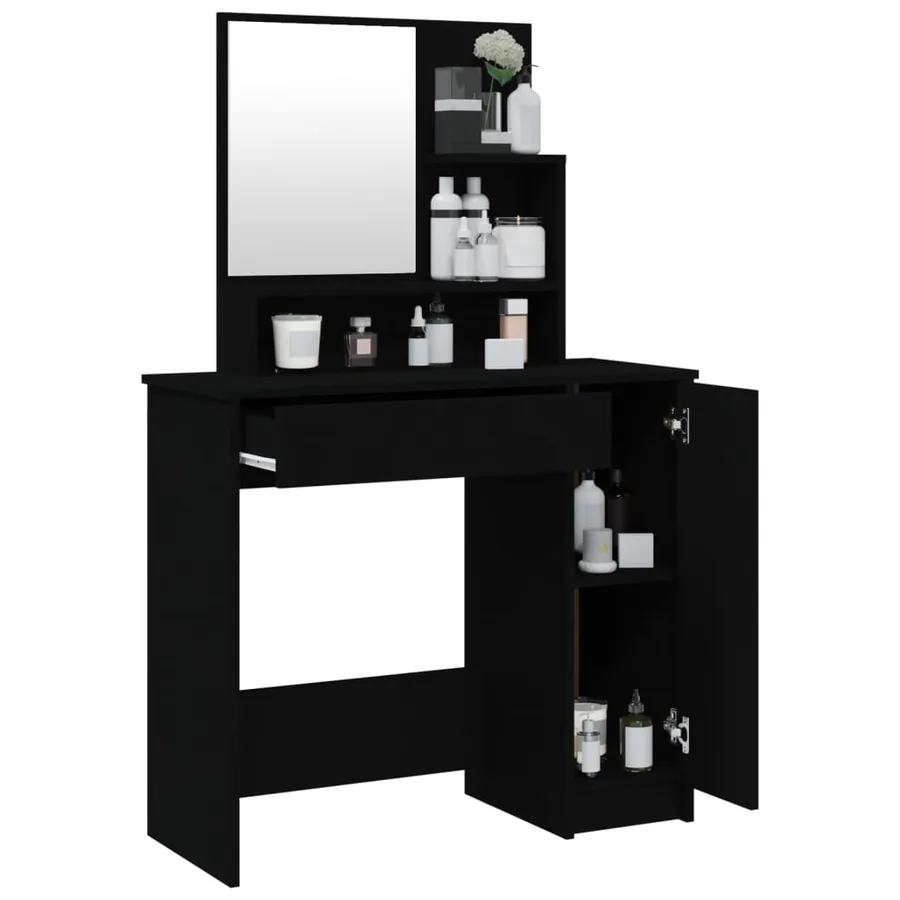 Coiffeuse avec miroir noir 86,5x35x136 cm - 5