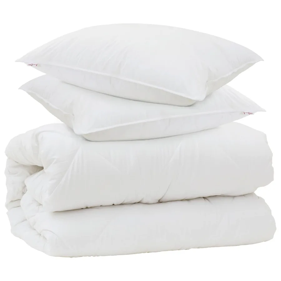 Couette avec Oreillers avec oreiller 3 pcs Blanc Microfibre - 2