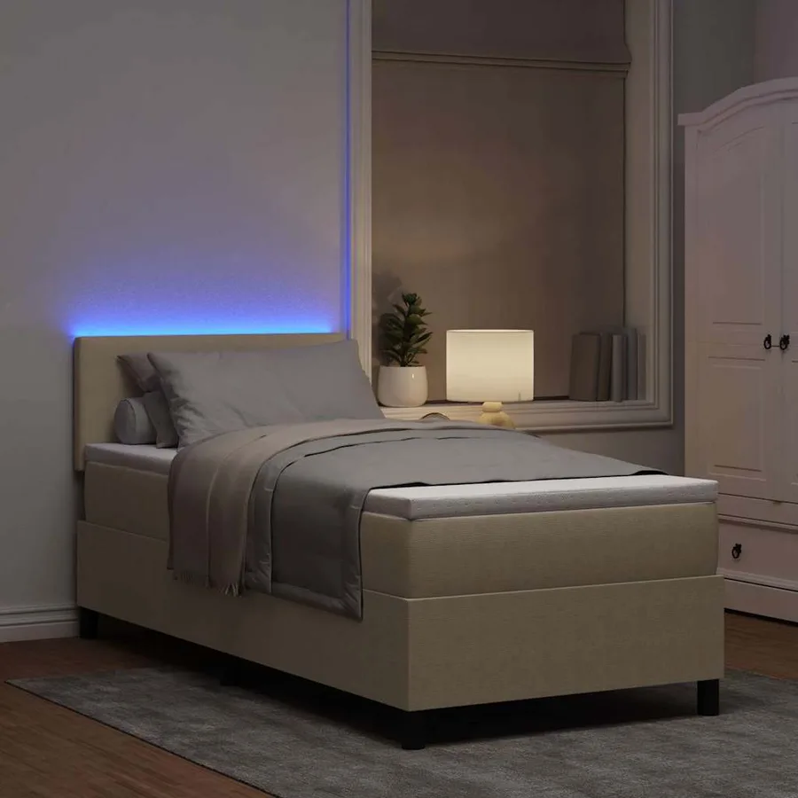 Lit à ressort LED Gris clair et blanc 80 x 200 cm - 5