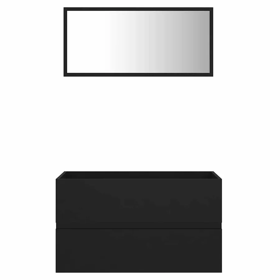 Ensemble de meubles salle de bain 2 pcs noir bois d'ingénierie - 4