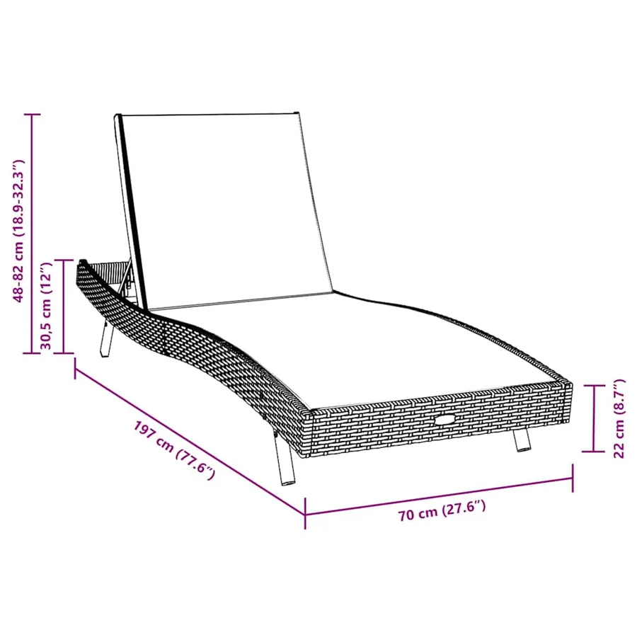 Transat Noir 197 x 70 x 82 cm polyrotin - 8