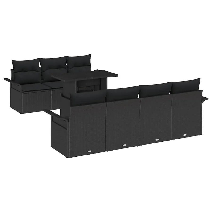 Ensemble de canapé de jardin avec coussin 8 pcs Noir polyrotin - 2