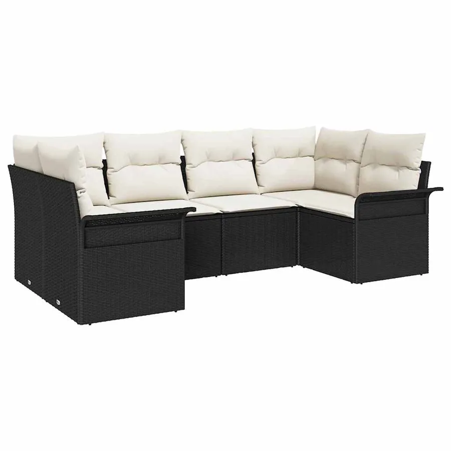 Ensemble de canapé de jardin 6 pcs Noir Poly rotin - 2