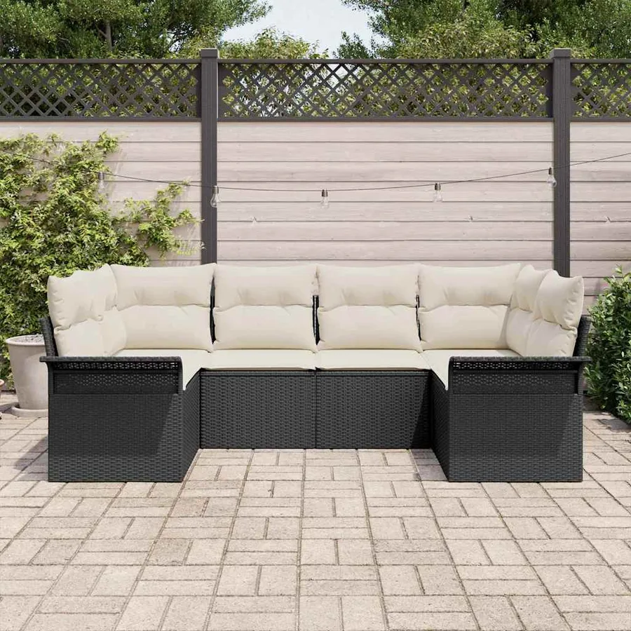 Ensemble de canapé de jardin 6 pcs Noir Poly rotin - 3