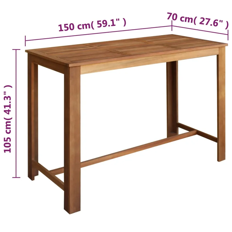 Table et tabourets de bar 7 pcs Bois d'acacia massif - 5