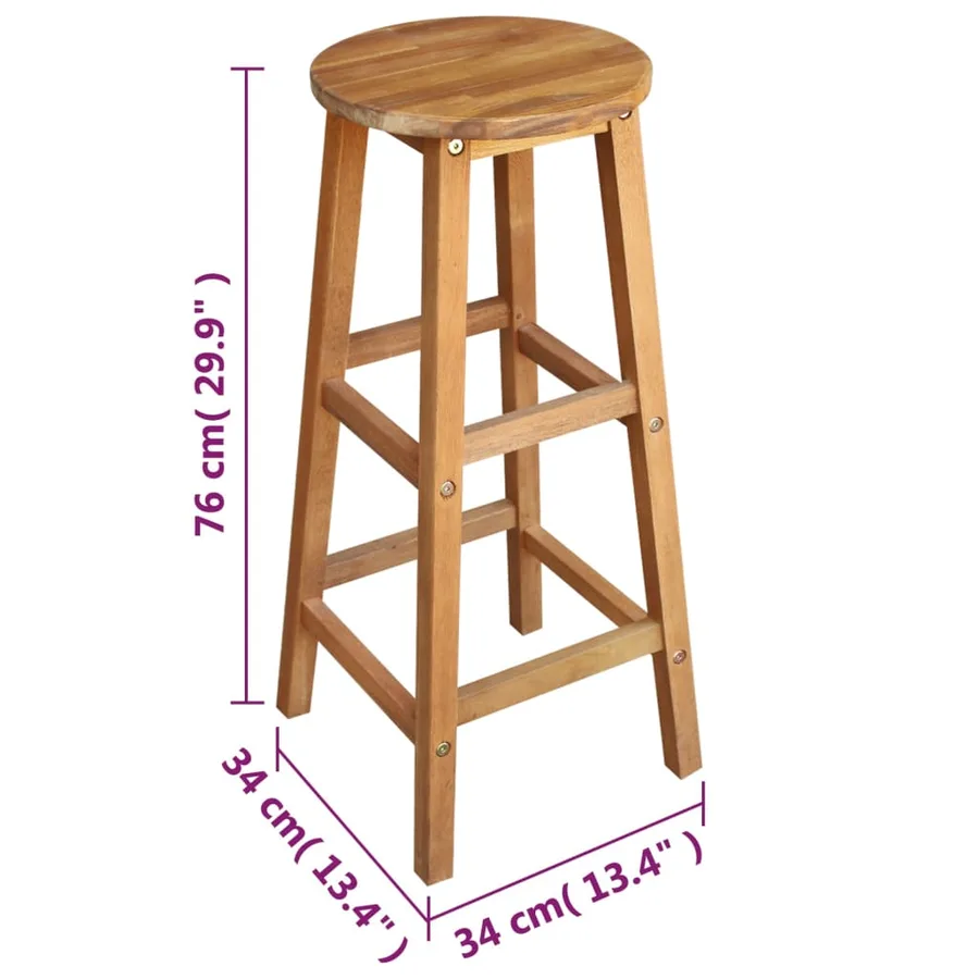 Table et tabourets de bar 7 pcs Bois d'acacia massif - 6