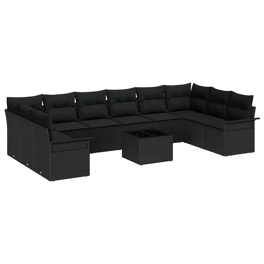 Ensemble de canapé de jardin 11 pcs Beige Poly rotin - 2