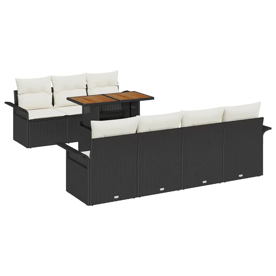 Ensemble de canapé de jardin 8 pcs Noir Poly rotin - 2
