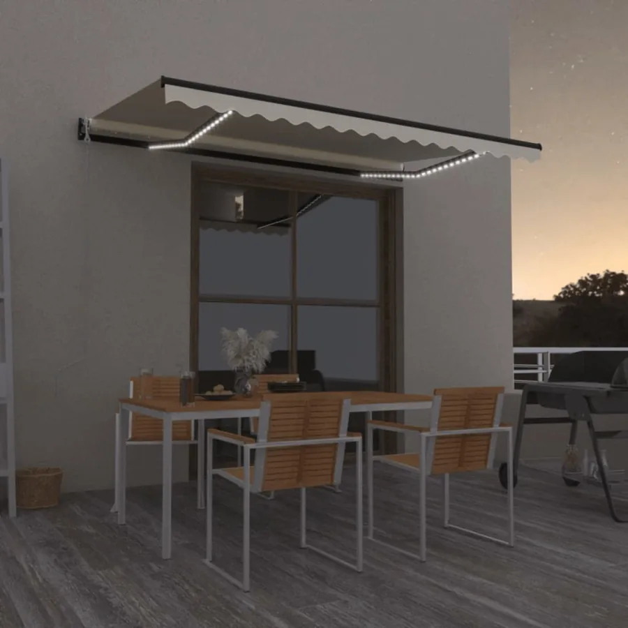 Auvent automatique avec capteur de vent et LED 400x350 cm Crème