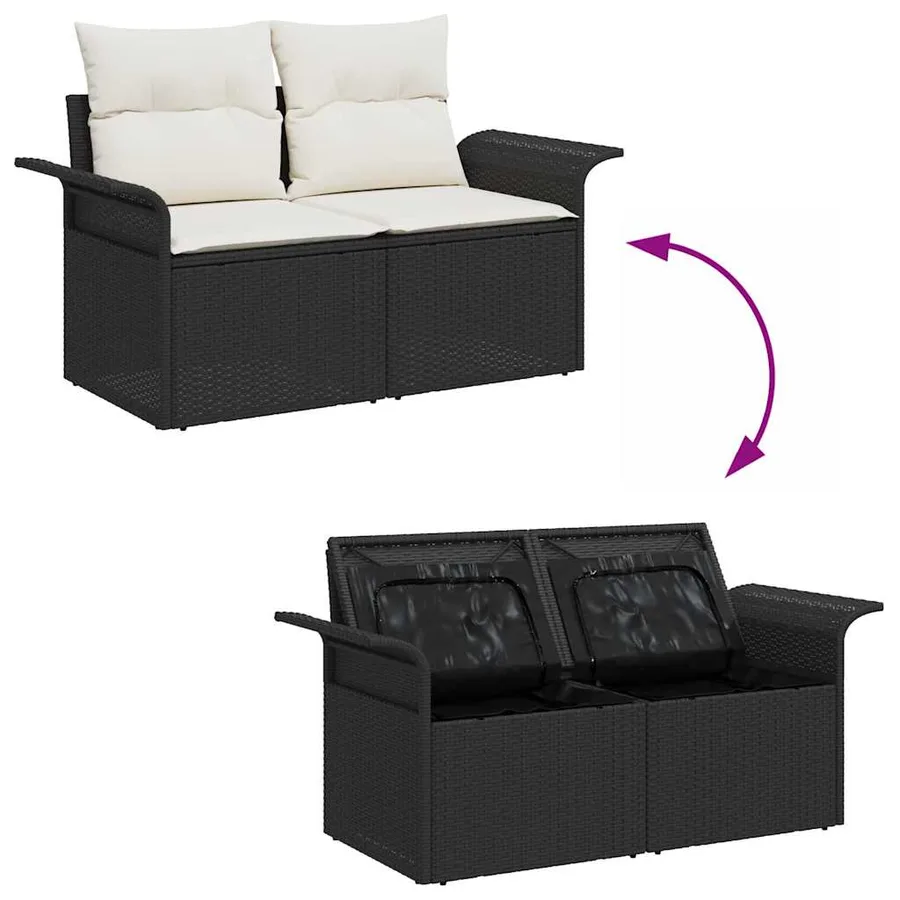 Ensemble de canapé de jardin 5 pcs Noir Poly rotin - 9