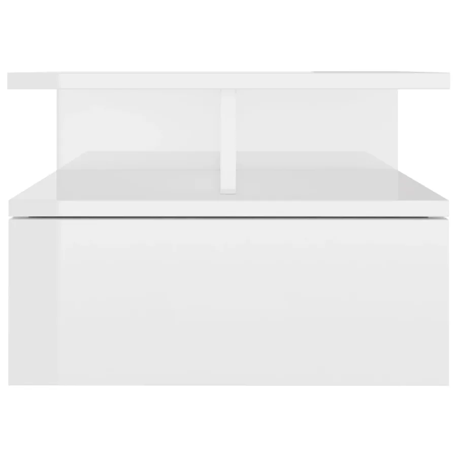 Tables de chevet flottantes 2pcs Blanc brillant Bois ingénierie - 4