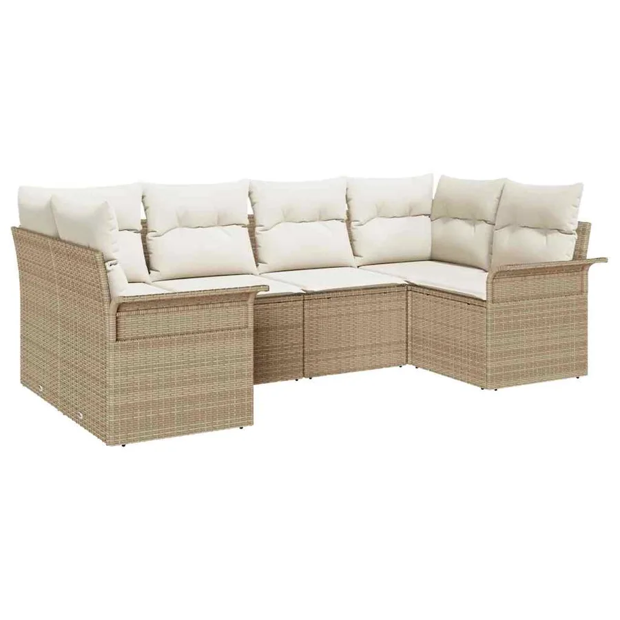 Ensemble de canapé de jardin 6 pcs Beige Poly rotin - 2