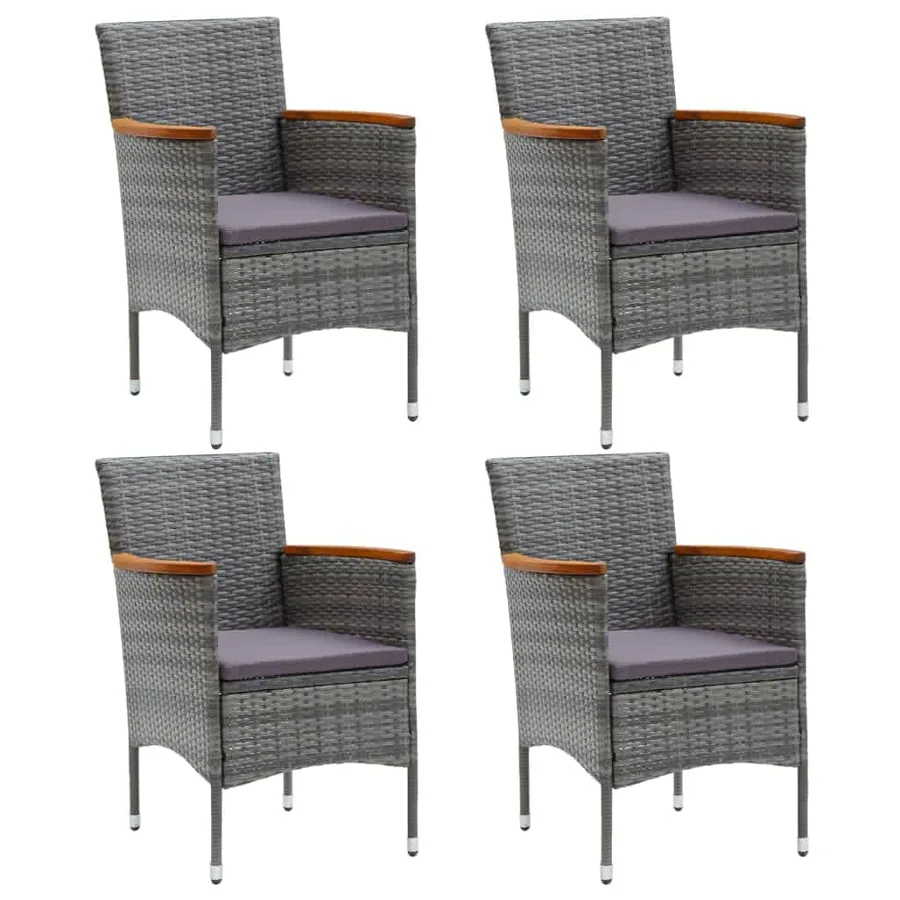 Ensemble à manger de jardin coussins 5pcs Résine tressée Gris - 3