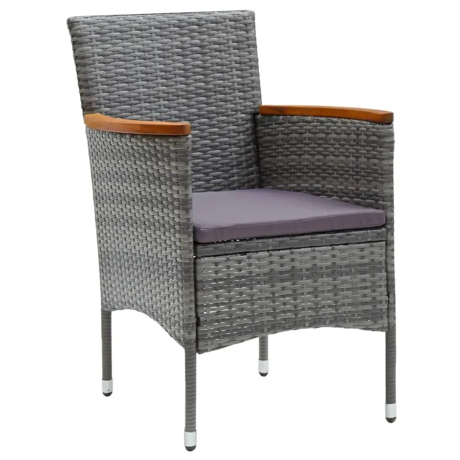 Ensemble à manger de jardin coussins 5pcs Résine tressée Gris - 4