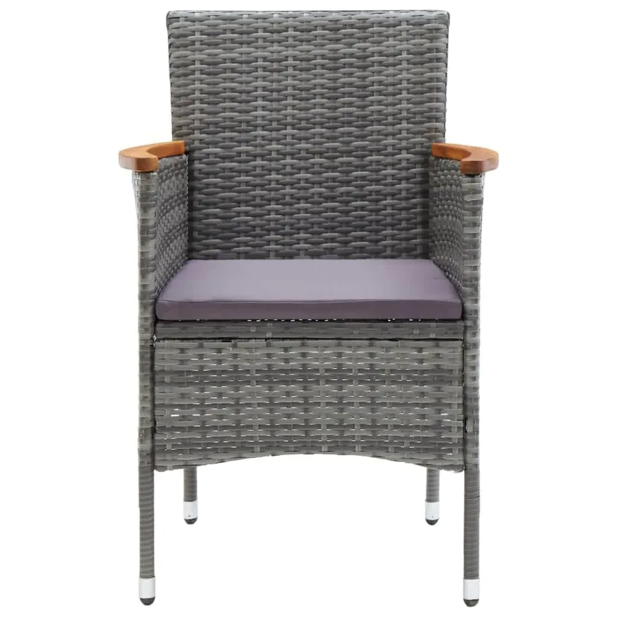 Ensemble à manger de jardin coussins 5pcs Résine tressée Gris - 5