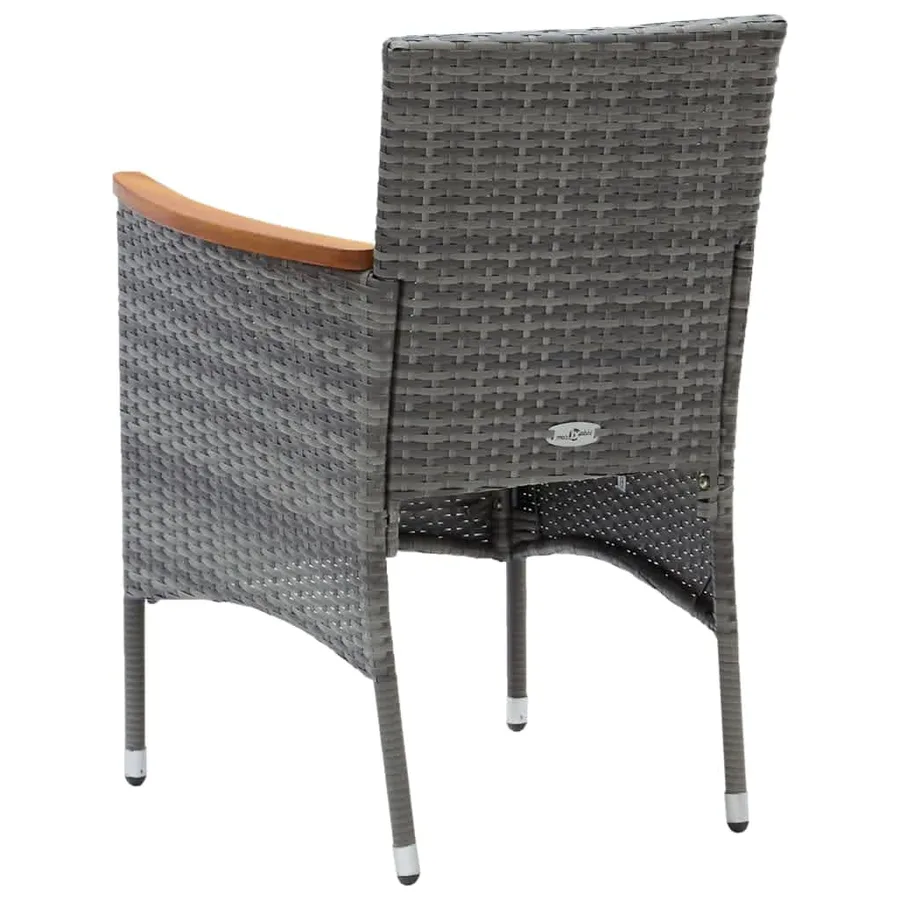 Ensemble à manger de jardin coussins 5pcs Résine tressée Gris - 7