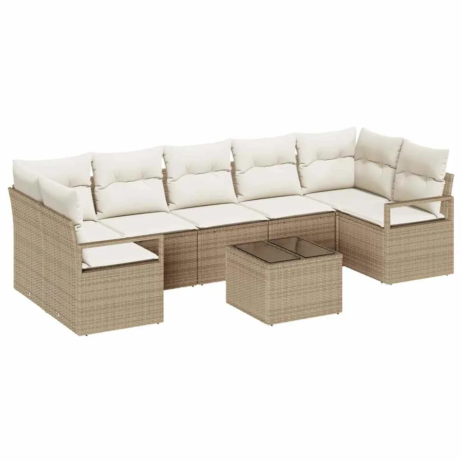 Ensemble de canapé de jardin avec coussin 8 pcs Beige et crème - 2