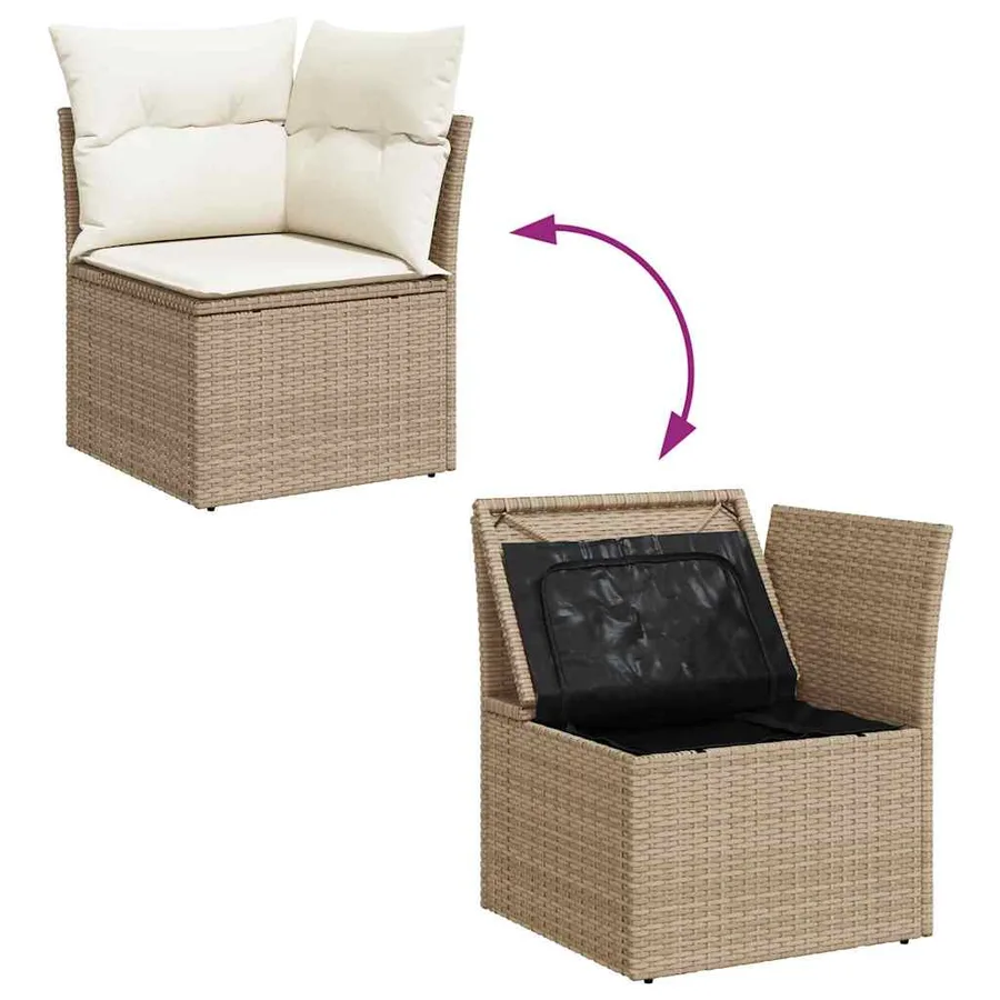 Ensemble de canapé de jardin 9 pcs Beige Poly Rattan - 13