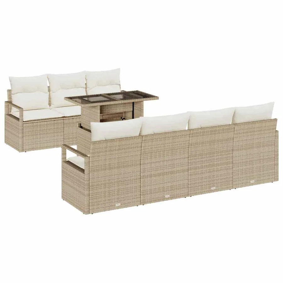 Ensemble de canapé de jardin 8 pcs Beige Poly rotin - 2