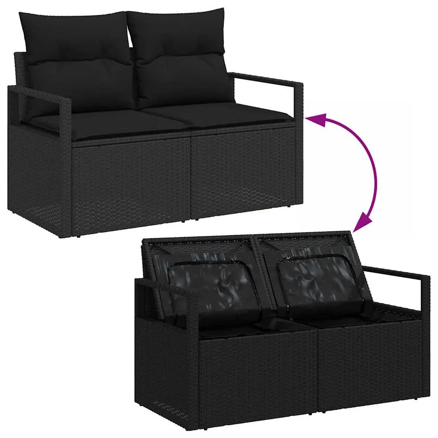 Ensemble de Canapés avec coussin 6 pcs Noir polyrotin - 9