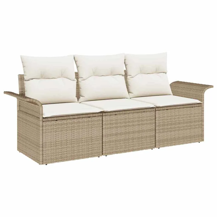 Ensemble de canapé de jardin 3 pcs Beige Poly rotin - 2