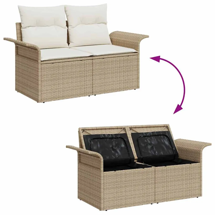 Ensemble de canapé de jardin 8 pcs Beige polyrotin - 11