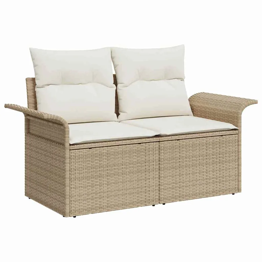 Ensemble de canapé de jardin 8 pcs Beige polyrotin - 6