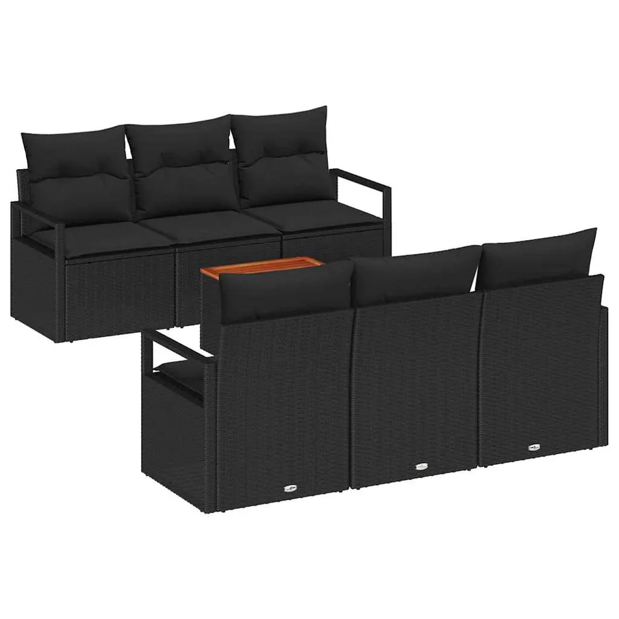 Ensemble de canapé de jardin avec stockage 7 pcs Noir polyrotin - 2