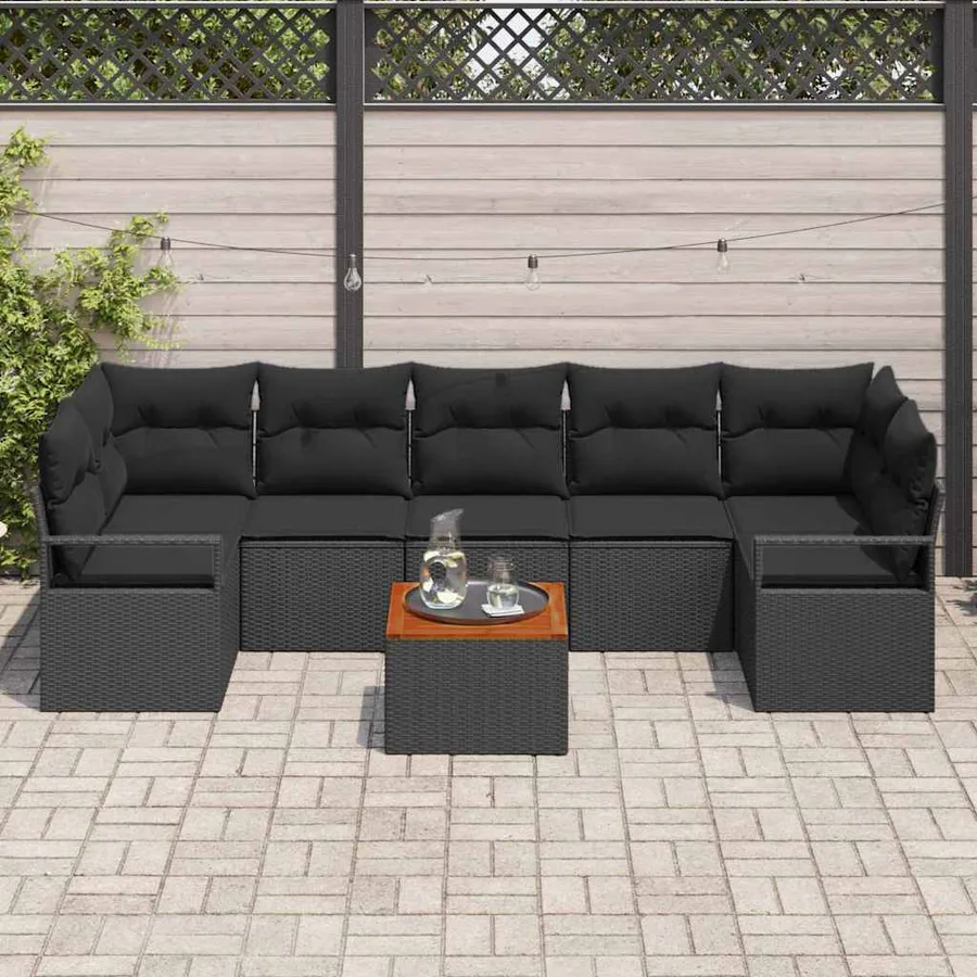 Ensemble de canapé de jardin avec stockage 8 pcs Noir polyrotin - 3