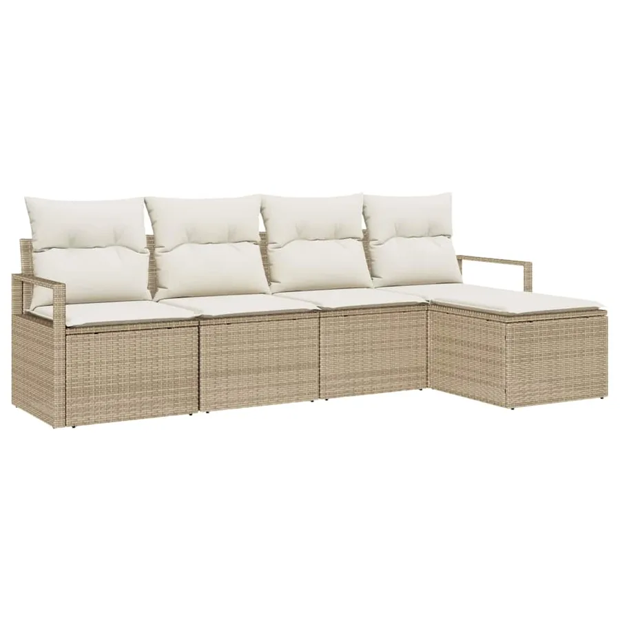 Ensemble de Canapés avec coussin 5 pcs Beige et crème polyrotin - 2