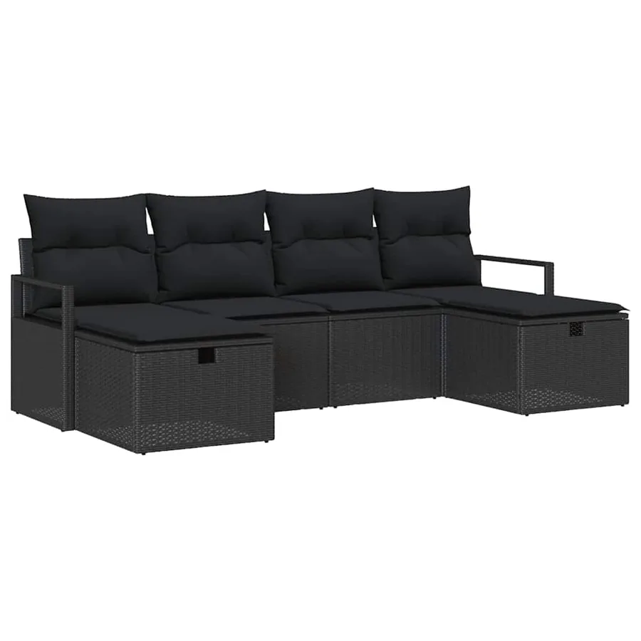 Ensemble de Canapés avec coussin 5 pcs polyrotin - 2