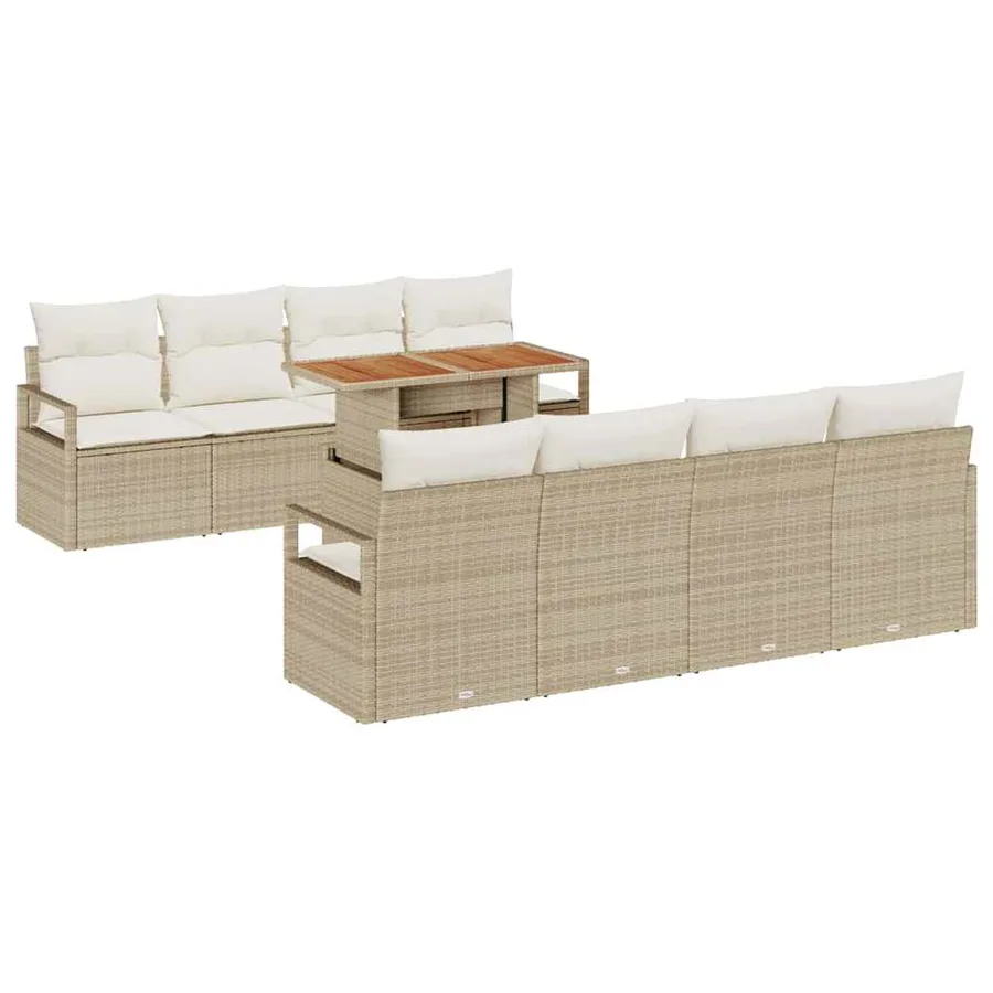 Ensemble de canapé de jardin 9 pcs Beige Poly rotin - 2