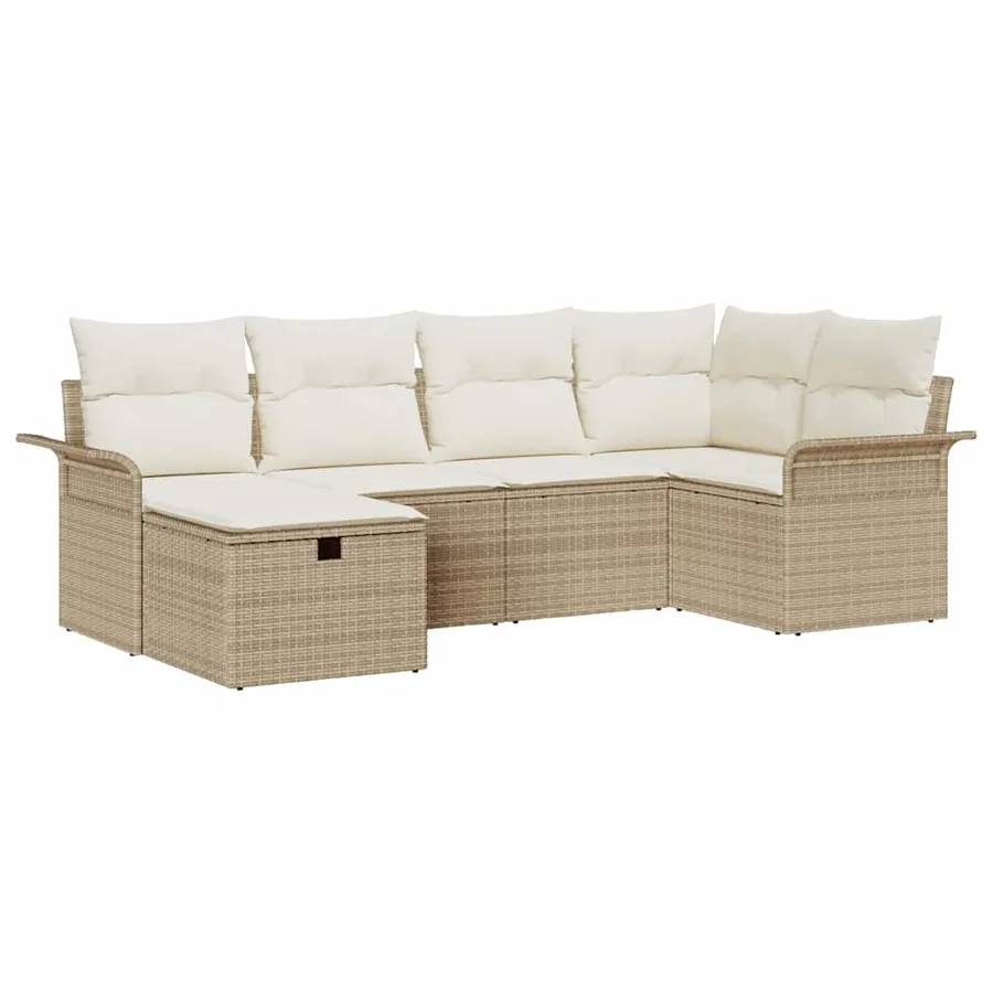 Ensemble de canapé de jardin avec coussin 6 pcs Poly rotin - 2